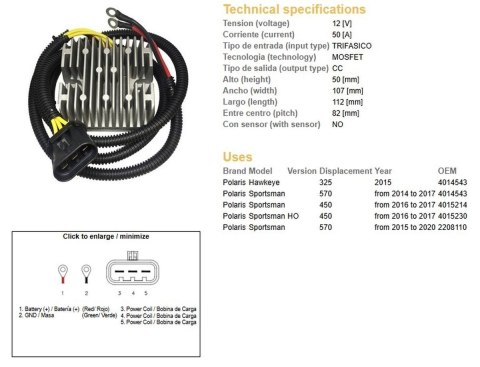 DZE REGULATOR NAPIĘCIA POLARIS SPORTSMAN 450 16-17