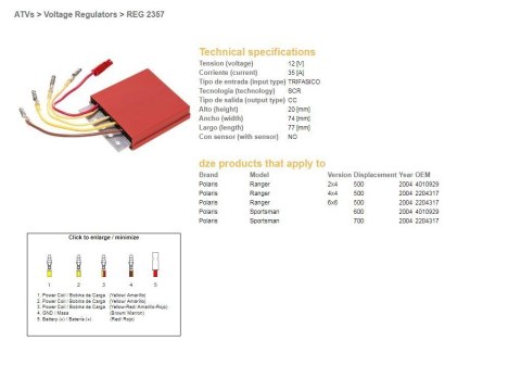 DZE REGULATOR NAPIĘCIA POLARIS SPORTSMAN 600 04-