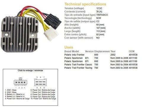 DZE REGULATOR NAPIĘCIA POLARIS SPORTSMAN EFI 05-06