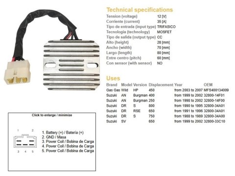 DZE REGULATOR NAPIĘCIA SUZUKI AN/250/400 99-02