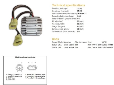 DZE REGULATOR NAPIĘCIA SUZUKI LT-A DZE REGULATOR NAPIĘCIA SUZUKI LT-A
