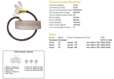 DZE REGULATOR NAPIĘCIA SUZUKI VS 800 92-97