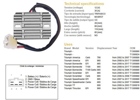 DZE REGULATOR NAPIĘCIA TRIUMPH BONNEVILLE 865 02-