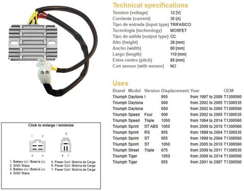 DZE REGULATOR NAPIĘCIA TRIUMPH T1300535 ESR535 DZE REGULATOR NAPIĘCIA TRIUMPH T1300535 ESR535
