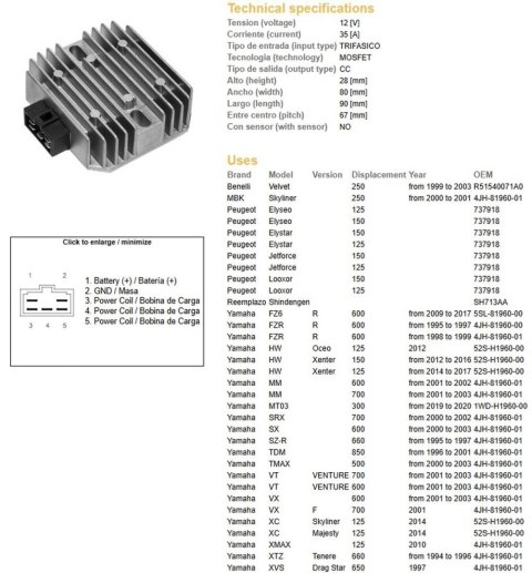 DZE REGULATOR NAPIĘCIA YAMAHA TDM850 96-01 DZE REGULATOR NAPIĘCIA YAMAHA TDM850 96-01