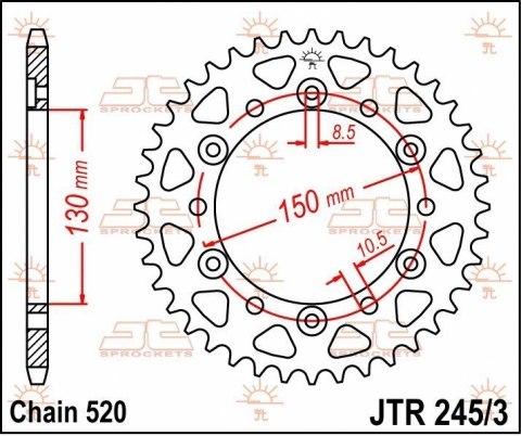 JT ZĘBATKA TYLNA 4309 43 HONDA NX650