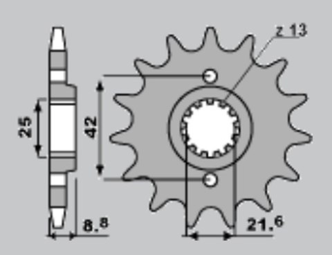 CHT ZĘBATKA PRZEDNIA 523 14 KAWASAKI EL 250 88-04