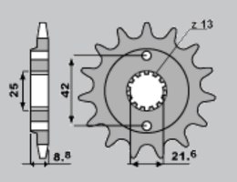 CHT ZĘBATKA PRZEDNIA 525 17 KAWASAKI ER5 97-06 KLE