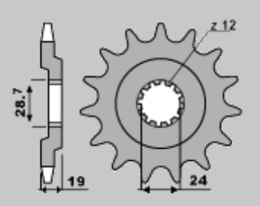 CHT ZĘBATKA PRZEDNIA 529 15 KAWASAKI ZX 10 88-90