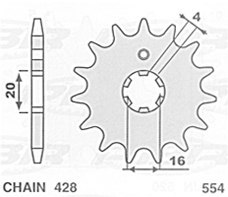 S ZĘBATKA PRZEDNIA 554 12 YAMAHA DT80LC '84-'94 -