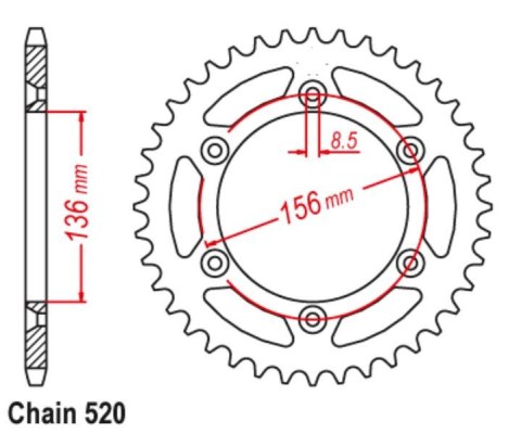 CHT ZĘBATKA TYLNA 702 54 HUSQVARNA TE TC
