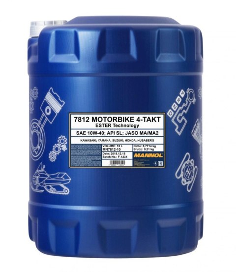 MANNOL OLEJ SILNIK 4T MOTORBIKE 10W40 10L ESTER + MA2 SYNTETYK