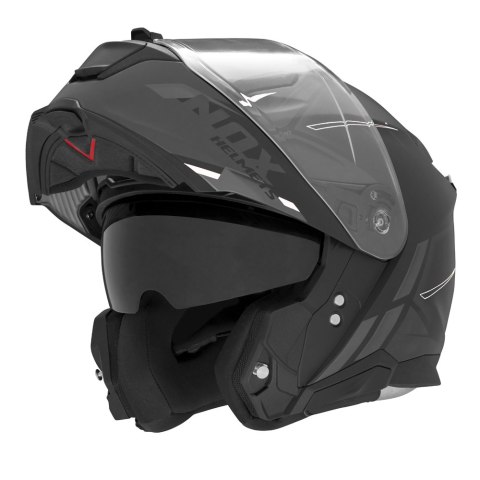 NOX KASK SZCZĘKOWY (FLIP-UP) Z BLENDĄ N967 SYNCHRO KOLOR CZARNY/BIAŁY/SZARY MAT ROZMIAR L NOX KASK SZCZĘKOWY (FLIP-UP) Z BLENDĄ N967 SYNCHRO KOLOR CZARNY/BIAŁY/SZARY MAT ROZMIAR L