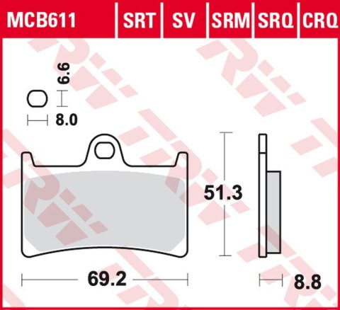 TRW ZF KLOCKI HAMULCOWE KH252 KH380 SINTER RACING YAMAHA FZ6 07-10, FZS 600 98-01, MT-07 14-17, TRACER 700 '16-, FZ8 10-16, MT-0