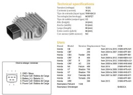 DZE REGULATOR NAPIĘCIA HONDA CB 300 '13-'15; CBF 250 '04-'07; CRF 250/450R '09-'12; VT 700 SHADOW '04-'09; VT 750 SHADOW '04-'09