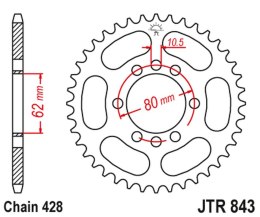 JT ZĘBATKA TYLNA 843 48 YAMAHA DT 80LC '83-84, DT 125 LC (-1), SR 125 '80-'94 (-1) (84348JT) (ŁAŃC. 428)