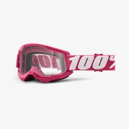 100 PROCENT GOGLE STRATA 2 FLETCHER - CLEAR LENS - KOLOR FUKSJA/BIAŁY SZYBKA PRZEŹROCZYSTY STARY KOD: 50421-101-06