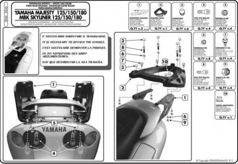 KAPPA STELAŻ KUFRA CENTRALNEGO YAMAHA MAJESTY 125/150/180 (01-11) ( BEZ PŁYTY ) KAPPA STELAŻ KUFRA CENTRALNEGO YAMAHA MAJESTY 125/150/180 (01-11) ( BEZ PŁYTY )