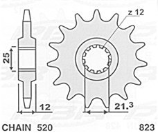 S ZĘBATKA PRZÓD 823 15 HUSQVARNA 125 240 250 350 400 430 500 83-89, HUSABERG FC FE 96-01, 96-03, 501