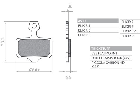 BRENTA BIKE KLOCKI HAMULCOWE ROWEROWE ORGANIC MTB / SZOSA PÓŁMETALICZNE PASUJE DO AVID ELIXIR 9 / 7 / 5 / 3 / 1 / CR / R, SRAM X