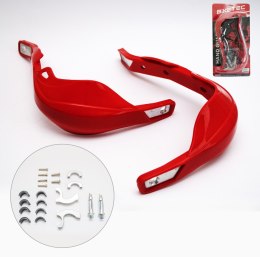 BIKETEC OSŁONY RĄK HANDBARY ALU KOLOR CZERWONY Z MOCOWANIAMI 22 MM I 28 MM