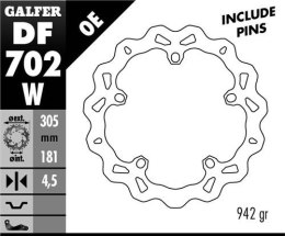 GALFER TARCZA HAMULCOWA PRZÓD BMW R 850-1200 305X181X4