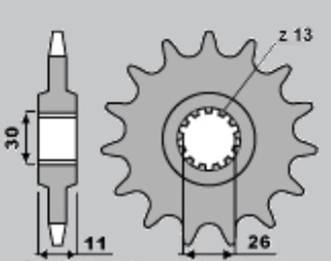 CHT ZĘBATKA PRZEDNIA 209 13 CAGIVA 50 209-13 CHT ZĘBATKA PRZEDNIA 209 13 CAGIVA 50 209-13