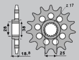 JR ZĘBATKA PRZÓD 2078 17 APRILIA RSV 1000 04-08
