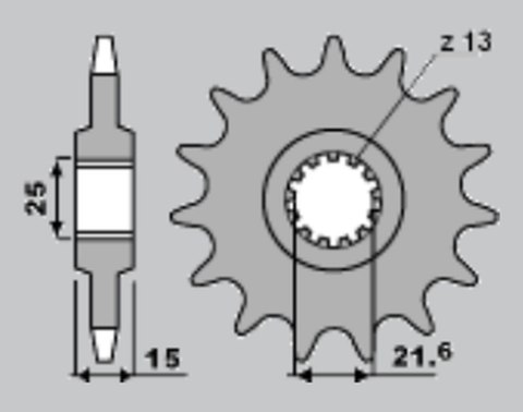 JR ZĘBATKA PRZÓD 2082 15 KAWASAKI ZX6R 95-97
