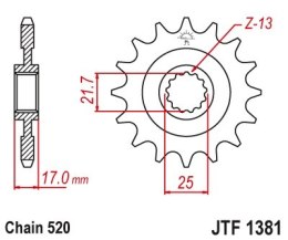 JT ZĘBATKA PRZEDNIA 2042 16 Z GUMĄ HONDA CTX 700 14