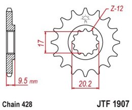 JT ZĘBATKA PRZEDNIA 2084 14 KTM SX 85 04-18
