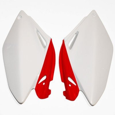UFO BOCZKI TYLNE HONDA CRF250R 06-09 WHITE/RED