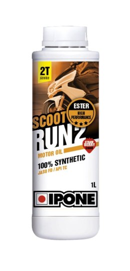 IPONE SCOOT RUN 2 2T OLEJ DO DOZOWNIKA 100% SYNTETYK 1L TRUSKAWKA AKC 15