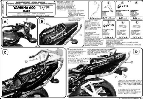 KAPPA STELAŻ KUFRA CENTRALNEGO YAMAHA FZS 600 FAZE