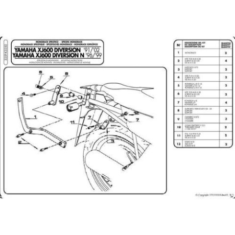 KAPPA STELAŻ KUFRA CENTRALNEGO YAMAHA XJ 600 DIVERSION , DIVERSION N