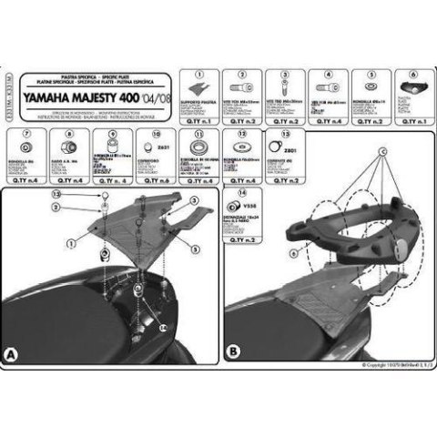 KAPPA STELAŻ KUFRA CENTRALNEGO YAMAHA MAJESTY 400 04 14 Z PŁYTĄ MONOLOCK