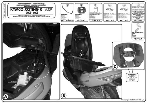 KAPPA STELAŻ KUFRA CENTRALNEGO KYMCO XCITING R 300/500I 09-14 BEZ PŁYTY