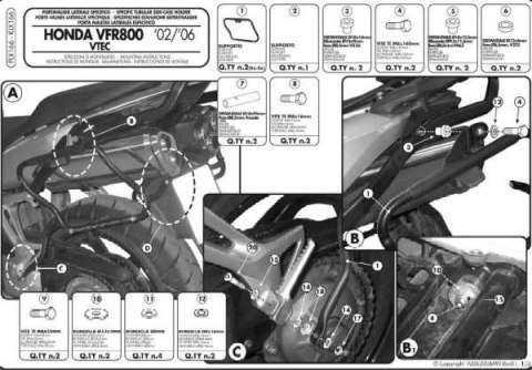 KAPPA STELAŻ KUFRÓW BOCZNYCH MONOKEY SIDE VFR 800