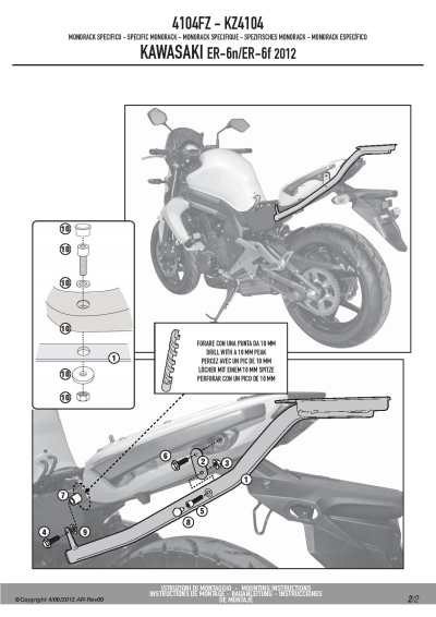 KAPPA STELAŻ KUFRA CENTRALNEGO KAWASAKI ER-6N/ER-6F 650 12-15 BEZ PŁYTY