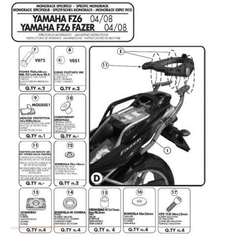 KAPPA STELAŻ KUFRA CENTRALNEGO YAMAHA FZ6 FZS 600
