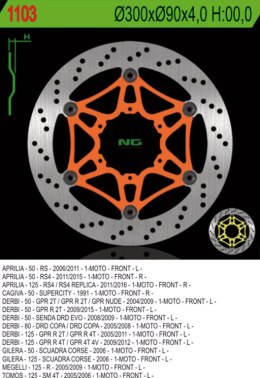 NG TARCZA HAMULCOWA PRZÓD APRILIA RS 50/125 11-14 RS4, RS50 07-08, DERBI 50