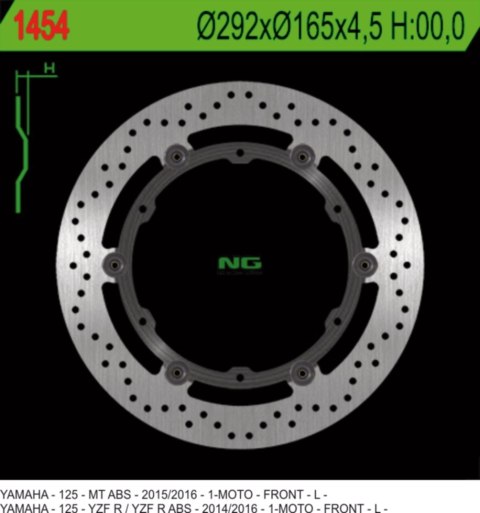 NG TARCZA HAMULCOWA PRZÓD YAMAHA YZF125R ABS MT125 NG TARCZA HAMULCOWA PRZÓD YAMAHA YZF125R ABS MT125