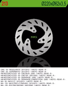 NG TARCZA HAMULCOWA TYŁ HM50 CRE50 01-06