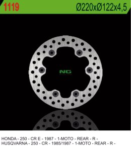 NG TARCZA HAMULCOWA TYŁ HUSQVARNA CR 250 85-87 HONDA CR 250 87 220X122X4,5