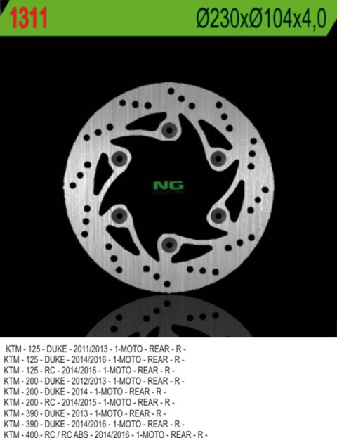 NG TARCZA HAMULCOWA TYŁ KTM DUKE 125/200/390 '11-'20, RC 200/390 '14-'20