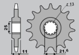 CHT ZĘBATKA PRZEDNIA 2142 16 YAMAHA R6 06-14 525