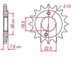 GROSSKOPF ZĘBATKA PRZÓD 2116 14 SUZUKI LTR 450 06-10, LTZ 400 03-12, RMX 10
