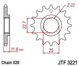 JT ZĘBATKA PRZEDNIA 2180 11 POLARIS 250/300/325/400/500 218011JT ŁAŃC. 520