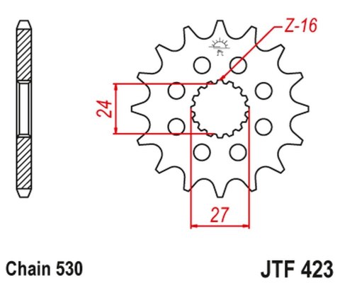 JT ZĘBATKA PRZÓD 2190 17 Z GUMĄ SUZUKI GSXR 1000 09-16, HAYABUSA 08-19, B-K