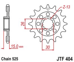 JT ZĘBATKA PRZEDNIA 2198 17 BMW S1000RR 09-19 Z GUMĄ 219817JTRB ŁAŃC. 525